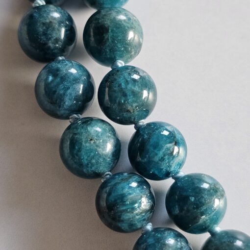 Apatit (blau-grün) -Bergkristall-Mala mit Edelstahlanhänger und Armband – Bild 21