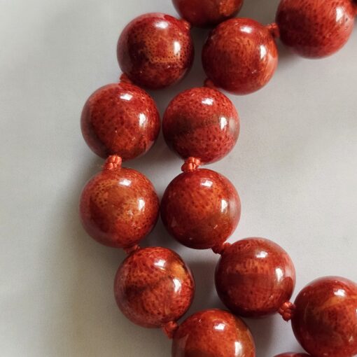 Korallen (rote Schaumkoralle) -Mala mit bronzefarbenem Anhänger und Armband – Bild 21