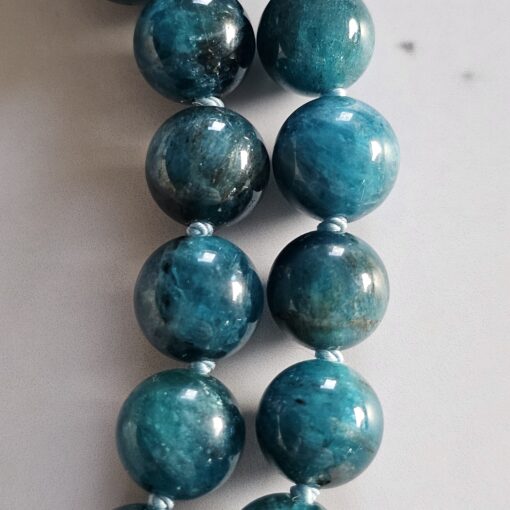 Apatit (blau-grün) -Bergkristall-Mala mit Edelstahlanhänger und Armband – Bild 22