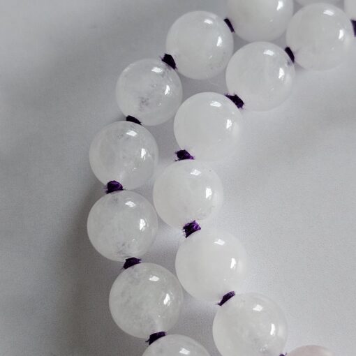 Amethyst (Lavendelamethyst) -Rosenquarz-Schneequarz-Mala mit Edelstahlanhänger – Bild 22