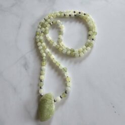 Serpentin-Mala, matt, mit Serpentin-Anhänger
