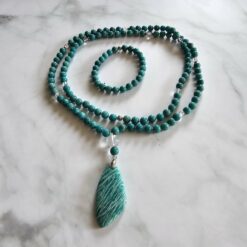 Amazonit (Peruanischer Amazonit) -Bergkristall-Mala, mit Amazonit-Anhänger und Armband