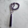 Amethyst-Rosenquarz-Mala, matt, mit Seidenquaste