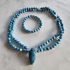 Apatit (hellblau) -Bergkristall-Mala mit hellblauer Apatit-Navette und Armband 