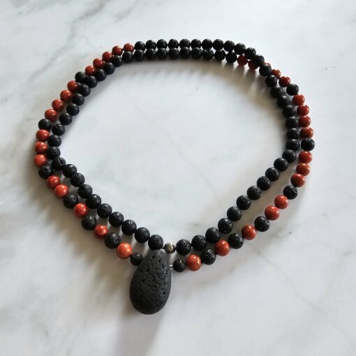 Korallen (rote Schaumkoralle) -Lava-Mala (2) mit Lava-Anhänger (Tropfen) – Bild 3