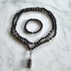 Gabbro-Mala mit Edelstahlanhänger und Armband