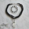 Iolith (Cordierit) -Bergkristall-Mala mit Bergkristall-Anhänger und Armband