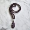 Lepidolith-Mala mit Lepidolith-Anhänger