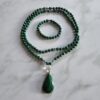 Malachit-Mala (1) mit Malachit-Tropfen und Armband
