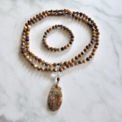 Achat („Crazy Lace“ Achat) -Mala (2) mit „Crazy  Lace“ Achat-Anhänger und Armband