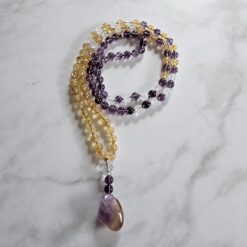 Amethyst-Citrin-Milchquarz-Mala mit Ametrin-Anhänger