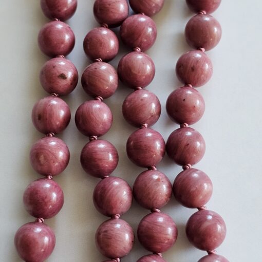 Versteinerte Holz (rosa) -Herzholz (purpurn) -Bergkristall-Mala mit Rhodonit-Donut – Bild 2