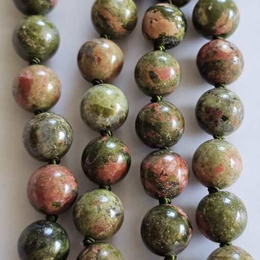 „Unakit“ (Epidot-Feldspat) -Mala mit einem „Unakit“-Donut – Bild 2