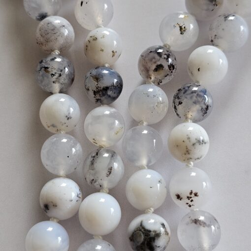 Opal-Mala, „Dendritenopal“, mit „Milchopal“-Anhänger – Bild 2