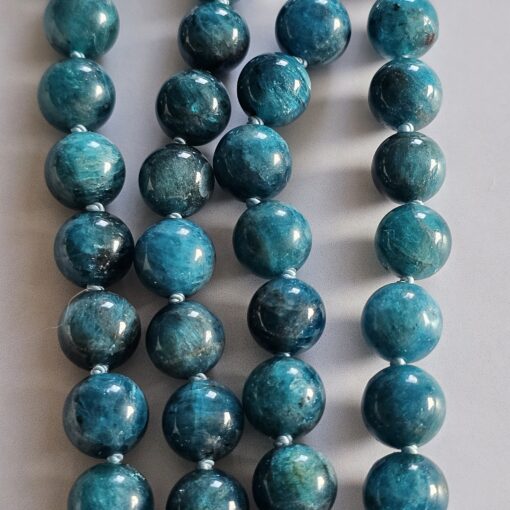 Apatit (blau-grün) -Bergkristall-Mala mit Edelstahlanhänger und Armband – Bild 2