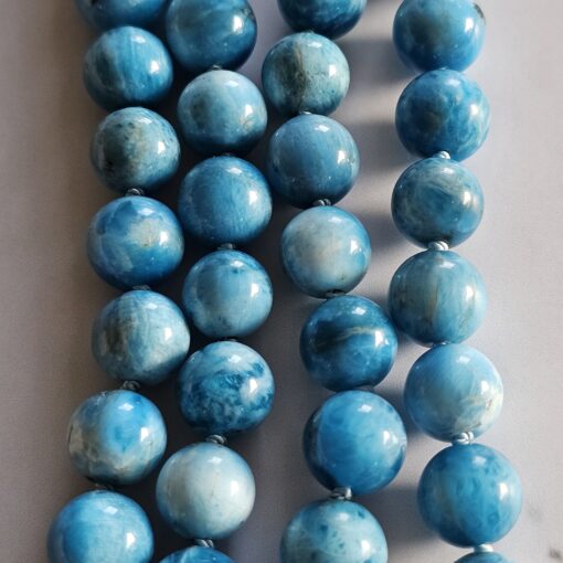 Apatit (hellblau) -Bergkristall-Mala mit hellblauer Apatit-Navette und Armband  – Bild 2
