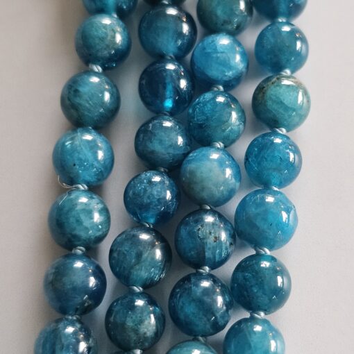 Apatit (blau) -Bergkristall (facettiert) -Mala mit Edelstahlanhänger – Bild 2