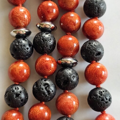 Korallen (rote Schaumkoralle) -Lava-Mala (1) mit roter Schaumkorallen-Navette – Bild 2