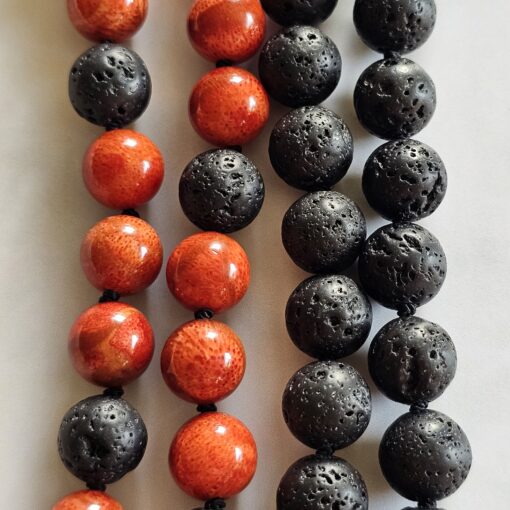 Korallen (rote Schaumkoralle) -Lava-Mala (2) mit Lava-Anhänger (Tropfen) – Bild 2