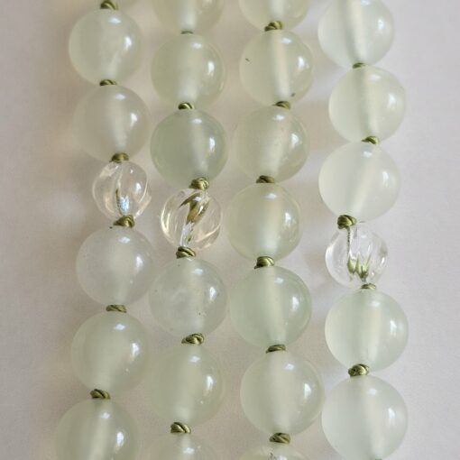 Serpentin („China Jade“) -Bergkristall-Mala mit Serpentin-Anhänger – Bild 2