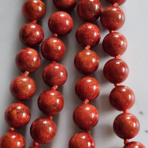 Korallen (rote Schaumkoralle) -Mala mit bronzefarbenem Anhänger und Armband – Bild 2