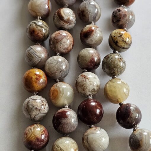 Achat („Crazy Lace“ Achat) -Mala (1) mit Seidenquaste – Bild 2