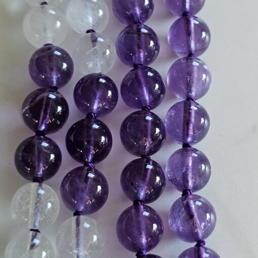 Amethyst-Milchquarz-Mala (1) mit Seidenquaste – Bild 2