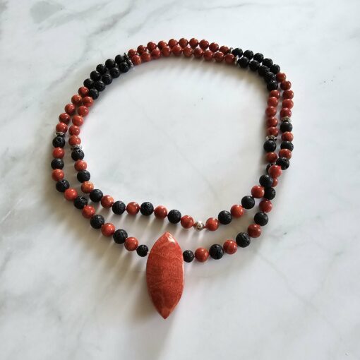 Korallen (rote Schaumkoralle) -Lava-Mala (1) mit roter Schaumkorallen-Navette – Bild 3