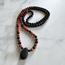 Korallen (rote Schaumkoralle) -Lava-Mala (2) mit Lava-Anhänger (Tropfen)
