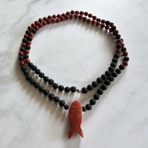 Korallen (rote Schaumkoralle) -Lava-Mala (3) mit Fisch aus roter Schaumkoralle – Bild 3