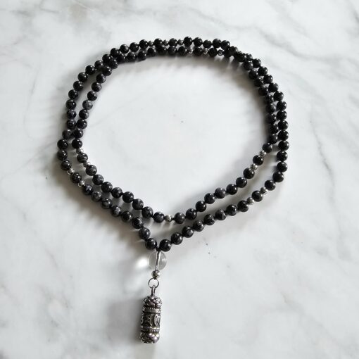 Gabbro-Mala mit Edelstahlanhänger und Armband – Bild 3