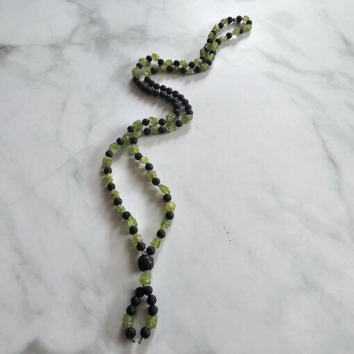 Lava-Peridot-Mala – Bild 4