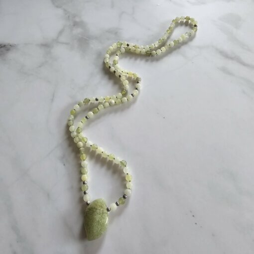 Serpentin-Mala, matt, mit Serpentin-Anhänger – Bild 4