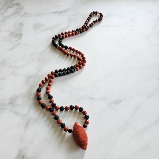 Korallen (rote Schaumkoralle) -Lava-Mala (1) mit roter Schaumkorallen-Navette – Bild 4