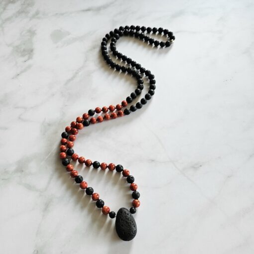 Korallen (rote Schaumkoralle) -Lava-Mala (2) mit Lava-Anhänger (Tropfen) – Bild 4
