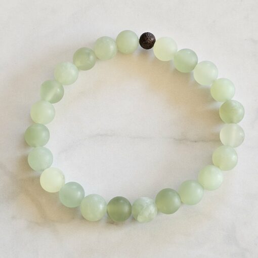 Serpentin-Mala, matt, mit Seidenquaste und Armband – Bild 4