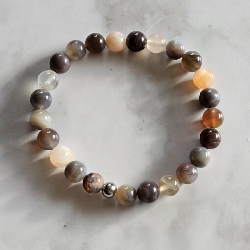 Achat ("Botswana Achat") -Mala mit Baumwollquaste und Armband – Bild 4