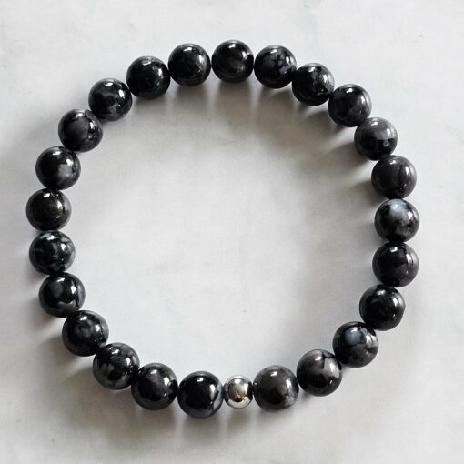 Gabbro-Mala mit Edelstahlanhänger und Armband – Bild 4