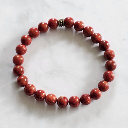 Korallen (rote Schaumkoralle) -Mala mit bronzefarbenem Anhänger und Armband – Bild 4
