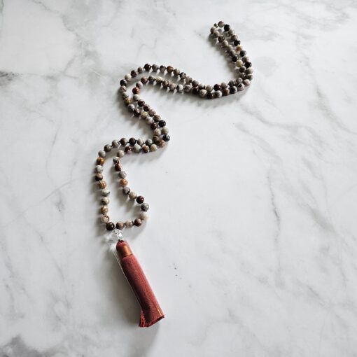 Achat („Crazy Lace“ Achat) -Mala (1) mit Seidenquaste – Bild 4