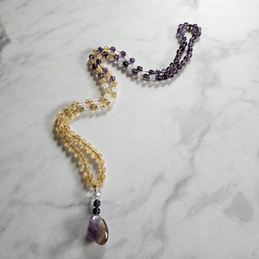 Amethyst-Citrin-Milchquarz-Mala mit Ametrin-Anhänger – Bild 4