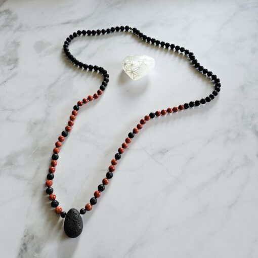 Korallen (rote Schaumkoralle) -Lava-Mala (2) mit Lava-Anhänger (Tropfen) – Bild 5