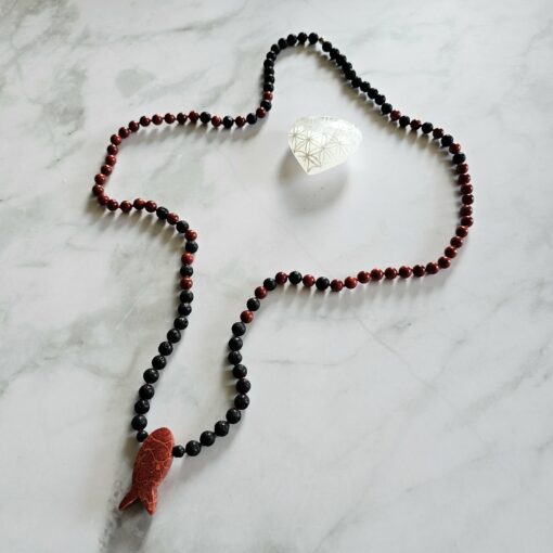 Korallen (rote Schaumkoralle) -Lava-Mala (3) mit Fisch aus roter Schaumkoralle – Bild 5