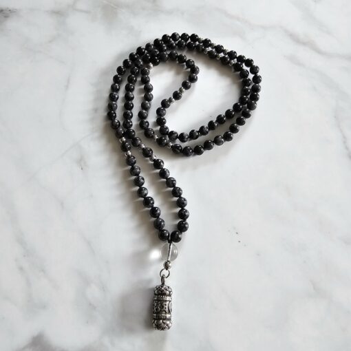 Gabbro-Mala mit Edelstahlanhänger und Armband – Bild 5