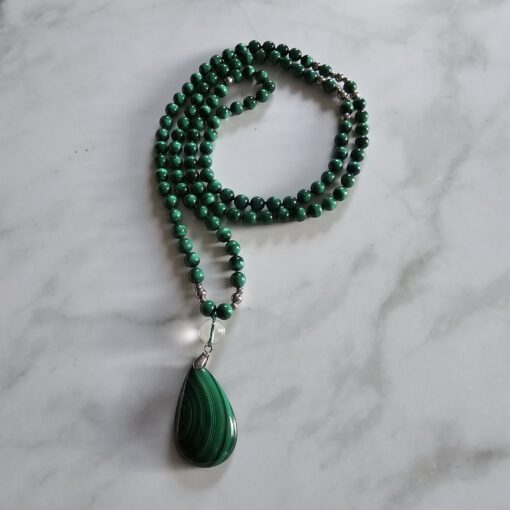 Malachit-Mala (1) mit Malachit-Tropfen und Armband – Bild 5