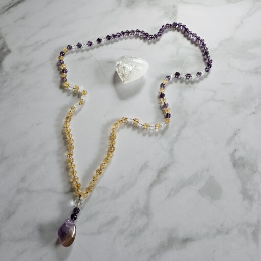 Amethyst-Citrin-Milchquarz-Mala mit Ametrin-Anhänger – Bild 5