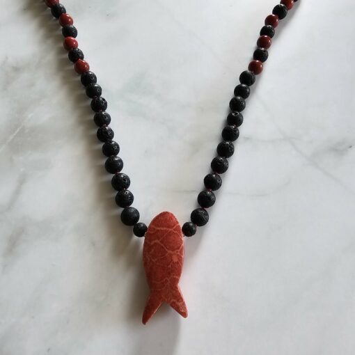 Korallen (rote Schaumkoralle) -Lava-Mala (3) mit Fisch aus roter Schaumkoralle – Bild 6