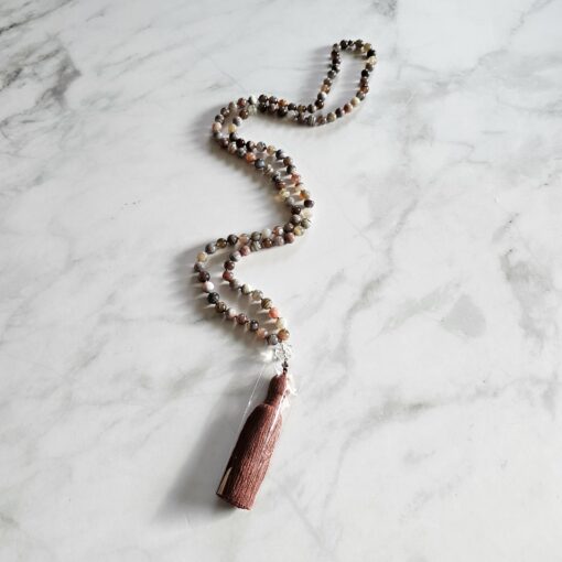 Achat ("Botswana Achat") -Mala mit Baumwollquaste und Armband – Bild 6