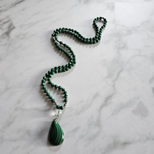 Malachit-Mala (1) mit Malachit-Tropfen und Armband – Bild 6
