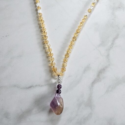Amethyst-Citrin-Milchquarz-Mala mit Ametrin-Anhänger – Bild 6